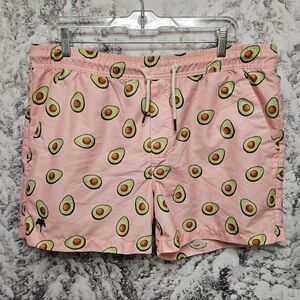 OAS Mens Avocado Swim Trunks, Pink Swimwear, Size Med